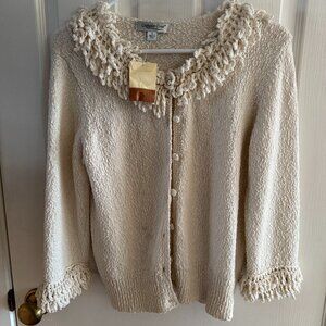 Coldwater Creek Cream Textured Cardigan